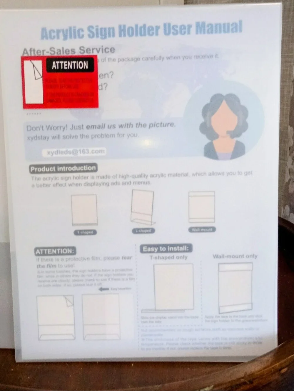 Acrylic Sign Holders 6-Pack- Clear Display Protective Flim BRAND-NEW w/tags